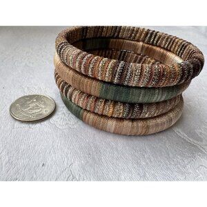 Cara NY Woven Brown Gold Green Textured Stacked Bracelet Set of 4 NEW